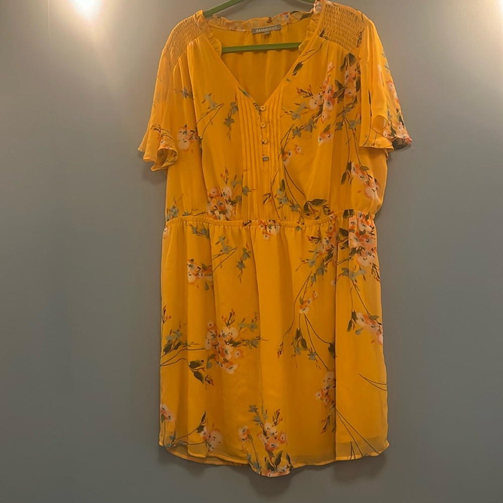 Yellow Floral Daniel Rainn dress, size 2X